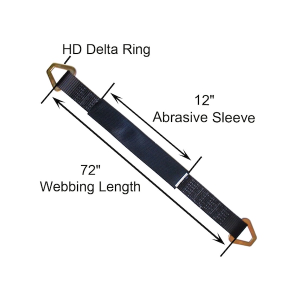 2 X 72 Axle Straps W/ Sleeve & D Rings WLL: 3, 333 Lbs. , PK8